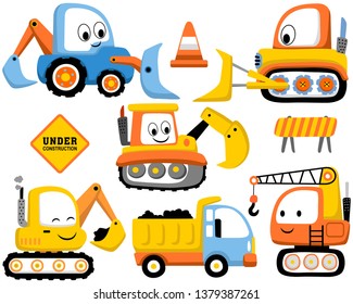 Vector Set Of Construction Vehicles Cartoon