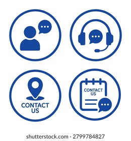 Vector Set of Contact Us In Circle Icon