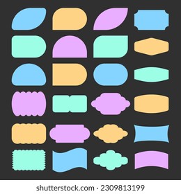 Vector set of Cool minimalistic Badges. Collection of Abstract Geometric Shapes. Y2K Label Graphic Elements.