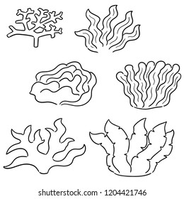 vector set of coral and seaweed
