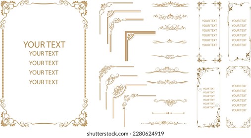 Vector set of corners. Decorative frames. Isolated border set