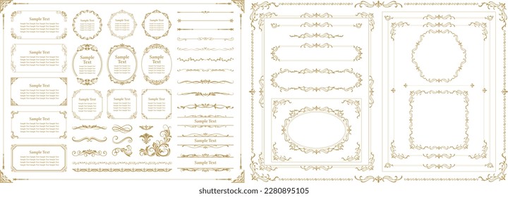 Vector set of corners. Decorative vintage frames. Isolated border set