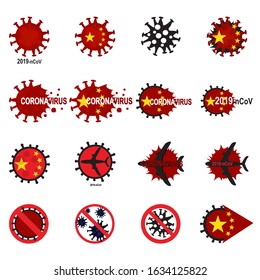 Vector set of coronavirus vector icons isolated on white background.
