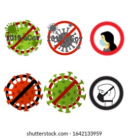Vector set of coronavirus vector icons isolated on white background.