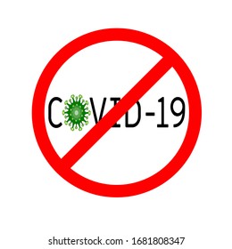 Vektorillustration-Set mit Coronavirus Logo, covid-19. Text und Illustration. Coronavirus-Zeichen anhalten