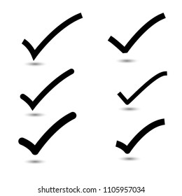 Vector set of Correct symbol Icons. Black check mark symbol Icons isolated on white background.