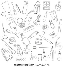 Vector set of cosmetic Fashion background. Perfect for scrap-booking