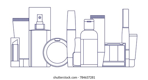 Vector set of cosmetic icons on a white background