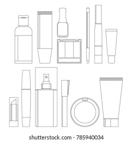 Vector set of cosmetic icons on a white background