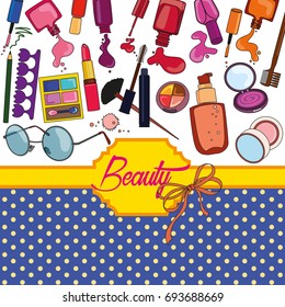 Vector set of cosmetics. Fashion background. Perfect for scrapbooking