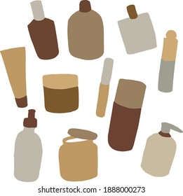 vector set of cosmetics in flat style.