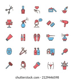 Vector set of cosmetics icons. Beauty industry. Pictograms for web page, promo. Isolated.