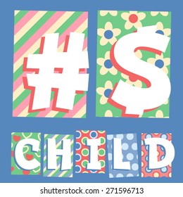 Vector set of cosy countryside children font. Symbols