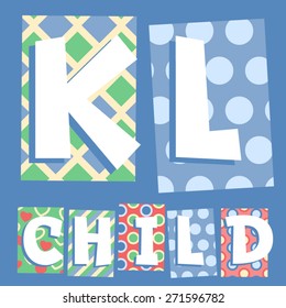 Vector set of cosy countryside children font. Letters K L