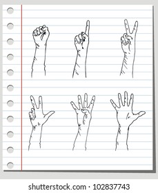 vector set counting man's hand on background