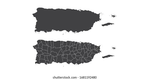 Vector set couple black of map Puerto Rico.