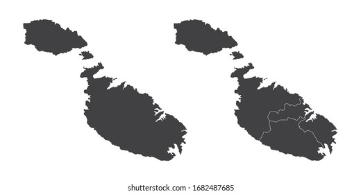 Vector set couple black of map Malta.