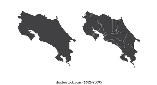 Vector set couple black of map Costa Rica.