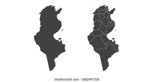Vector set couple black of map Tunisia.