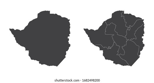 Vector set couple black of map Zimbabwe.