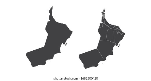 Vector set couple black of map Oman.