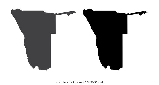 Vector set couple black of map Namibia.