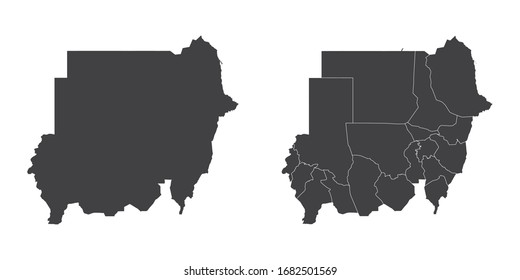 Vector Set Couple Black Of Map Sudan.