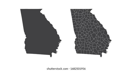 Vector set couple black of map Georgia (USA).