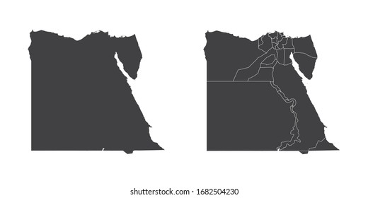 Vector set couple black of map Egypt.