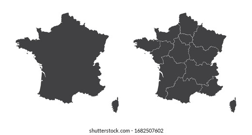 Vector set couple black of map France.