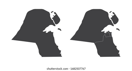 Vector set couple black of map Kuwait.