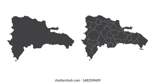 Vector set couple black of map Dominican Republic.