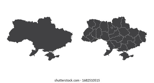 Vector Set Couple Black Of Map Ukraine.