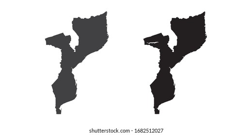 Vector set couple black of map Mozambique.