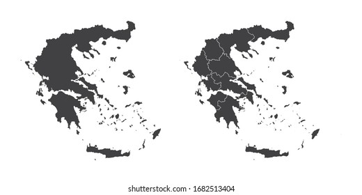Vector set couple black of map Greece.