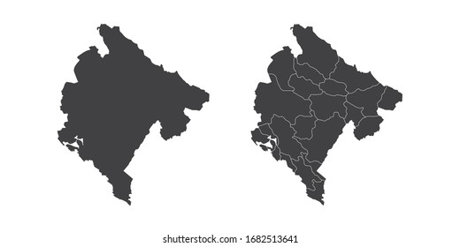 Vector set couple black of map Montenegro.