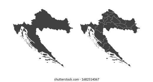 Vector set couple black of map Croatia.