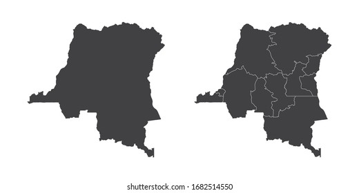 Vector set couple black of map Congo.