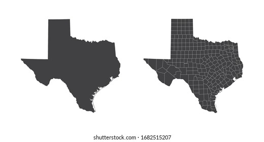 Vector set couple black of map Texas.