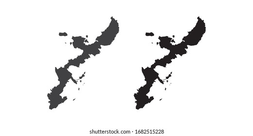 Vector set couple black of map Okinawa.