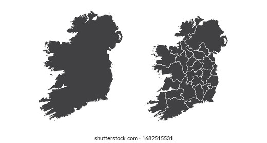 Vector set couple black of map Ireland.