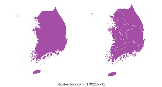 Vector set couple purple of map South Korea