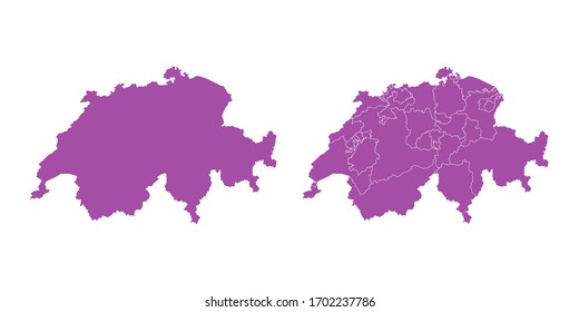 Vector set couple purple of map Switzerland