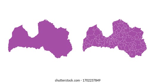 Vector set couple purple of map Latvia