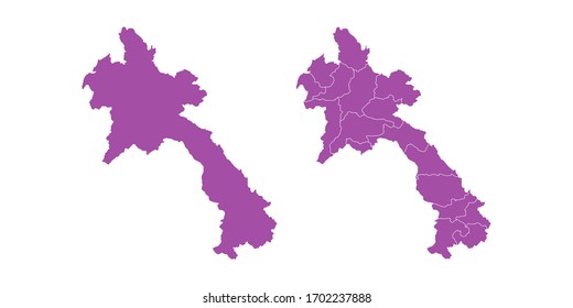 Vector conjunto un par de púrpura del mapa de Laos