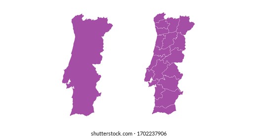 Vector set couple purple of map Portugal