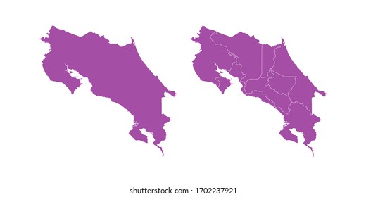 Un par de vectores púrpura en el mapa de Costa Rica