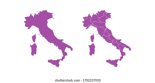 Vector set couple purple of map Italy