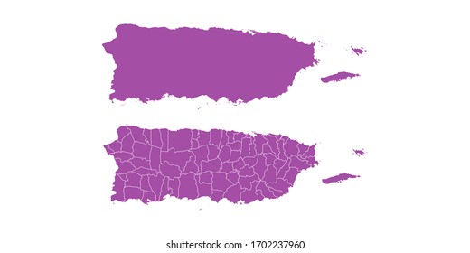 Vector set couple purple of map Puerto Rico