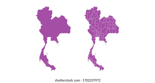Vector set couple purple of map Thailand